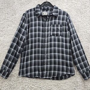 Marmot Flannel Shirt Mens Medium Black Gray Plaid Button Front Gorpcore Outdoor